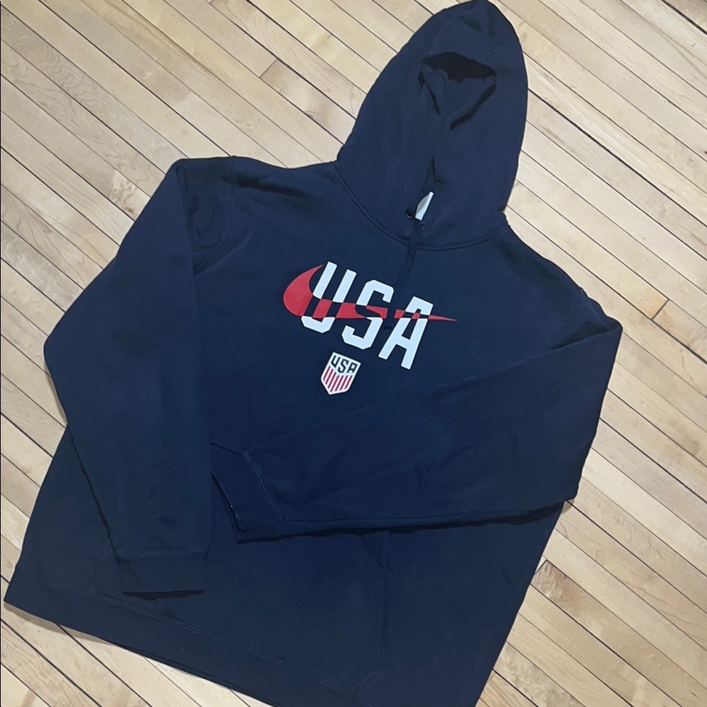 Nike Blue Hooded Sweatshirt with USA Graphic Design